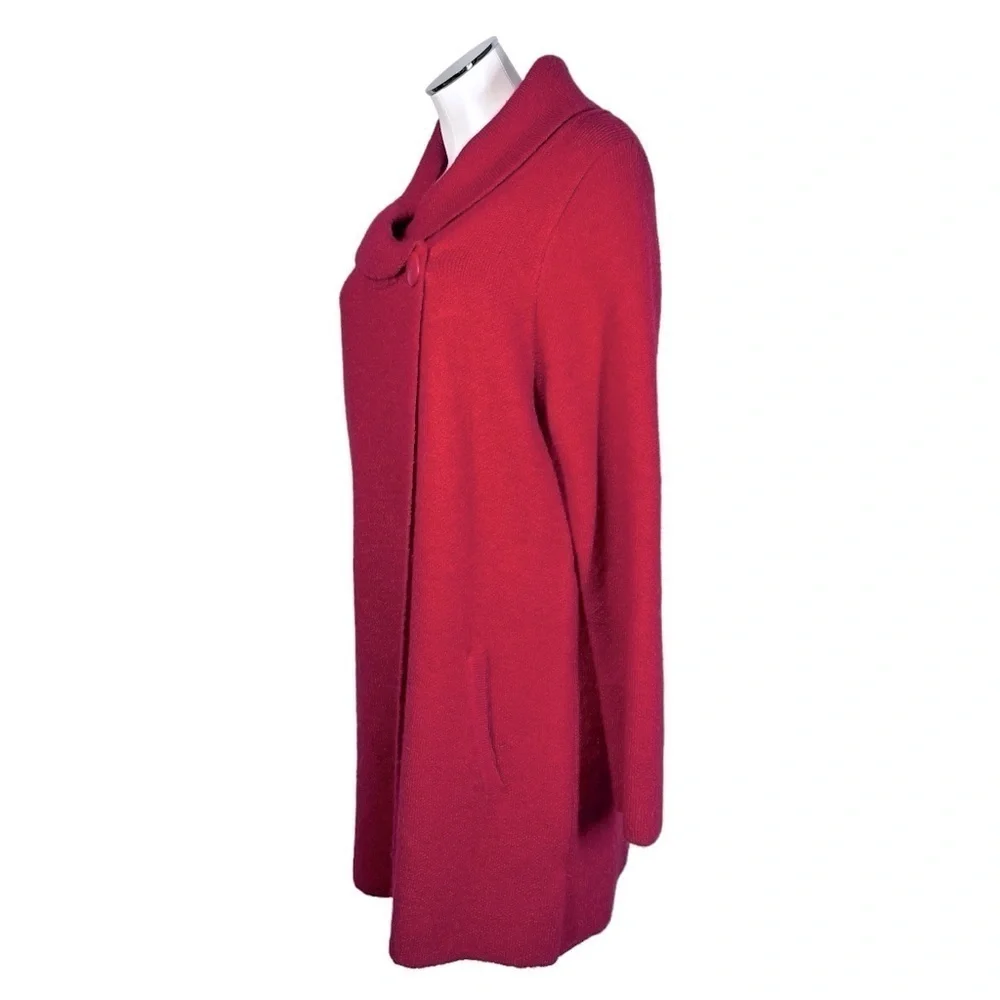 ADRIENNE VITTANINI Red Open Front Shawl Neckline Cardigan Sweater Jacket Size XL